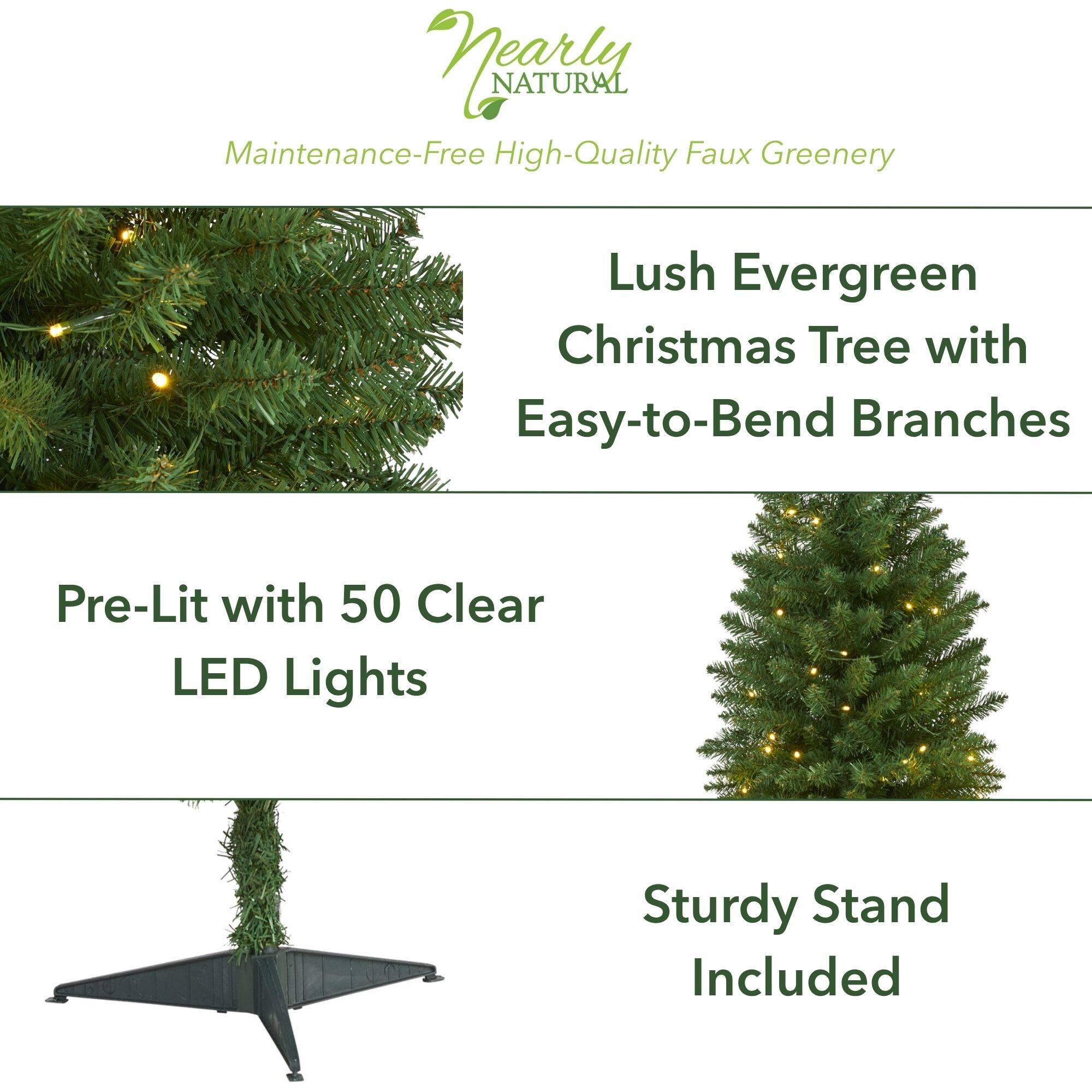 3ft. Pre-Lit Green Mountain Pine Artificial Christmas Tree, Clear LED Lights